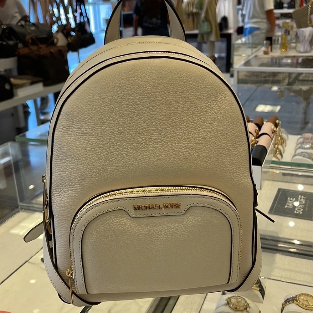 Michael Kors Cream Leather Mini Backpack with Gold Hardware
